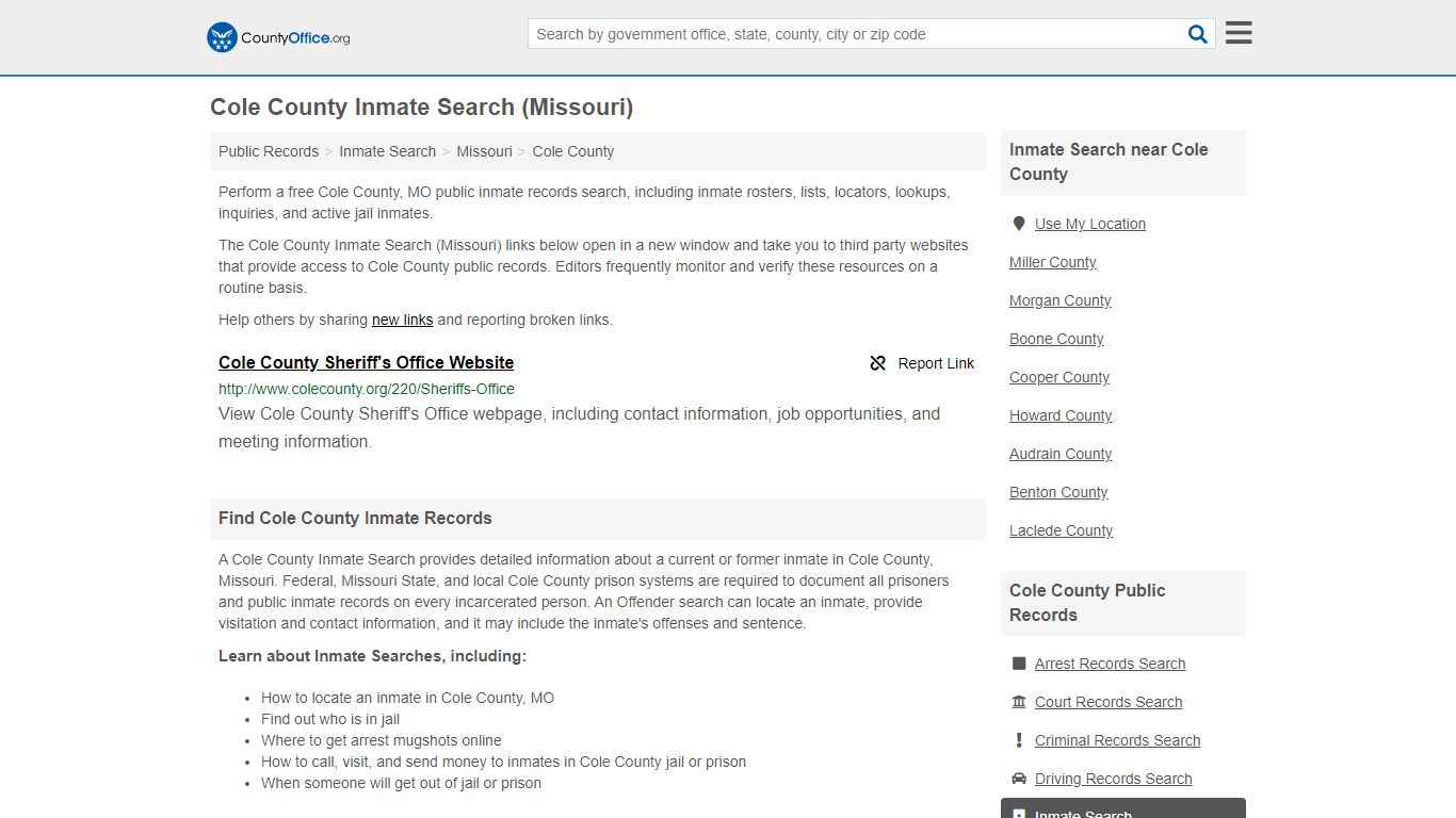 Inmate Search - Cole County, MO (Inmate Rosters & Locators)