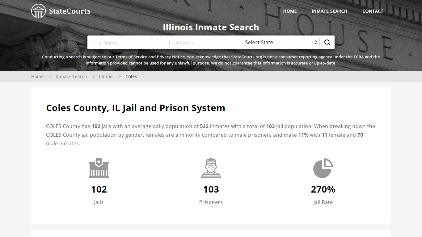 Coles County, IL Inmate Search - StateCourts