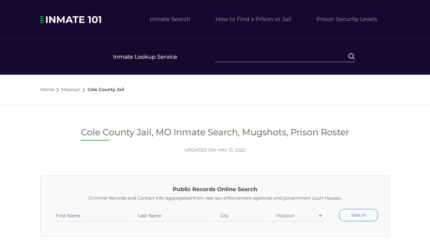 Cole County Jail, MO Inmate Search, Mugshots, Prison ...